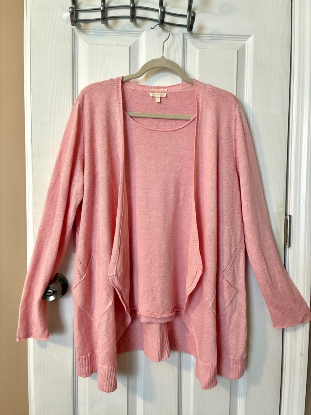 Eileen Fisher 2 pc Open-Front Linen Sweater Cardigan and Tank
